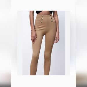 ZARA GOLD BUTTON SEAMED LEGGINGS